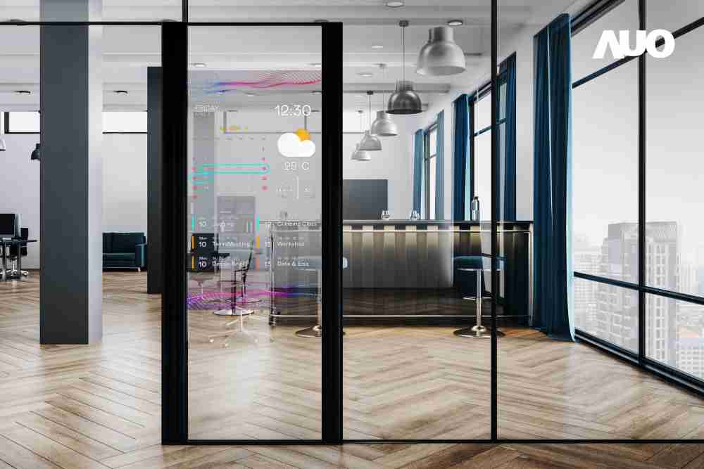 60吋Micro LED透明窗屏显示器，，可依需求调整并延伸应用于不同场域，，，，包括汽车侧窗或家庭玄关、、、、智慧橱窗、、、、商业展示等面向，，提供丰富的信息娱乐内容